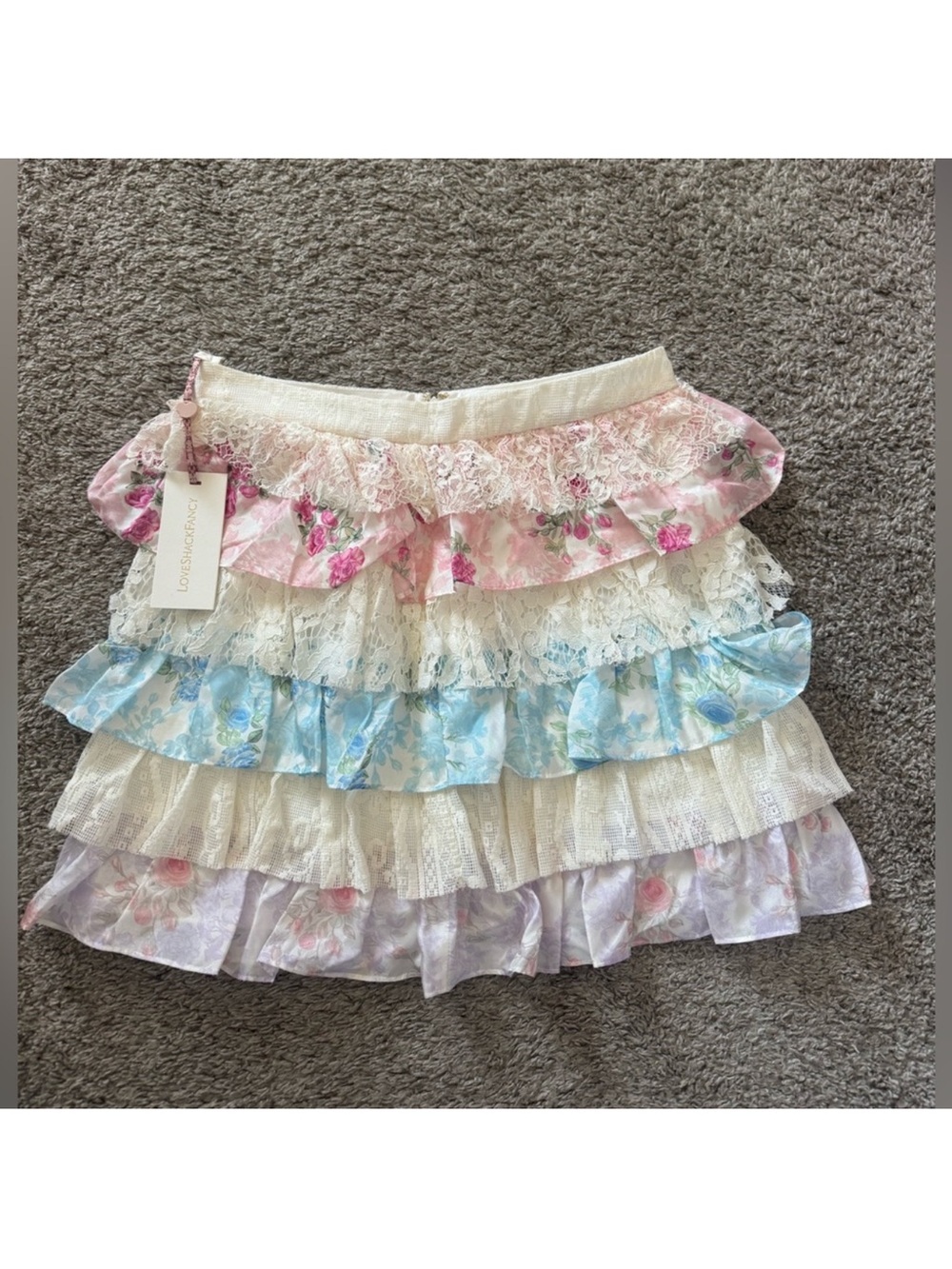 LoveShackFancy Melrita Mini Skirt Rainbow Clouds 14  NWT
